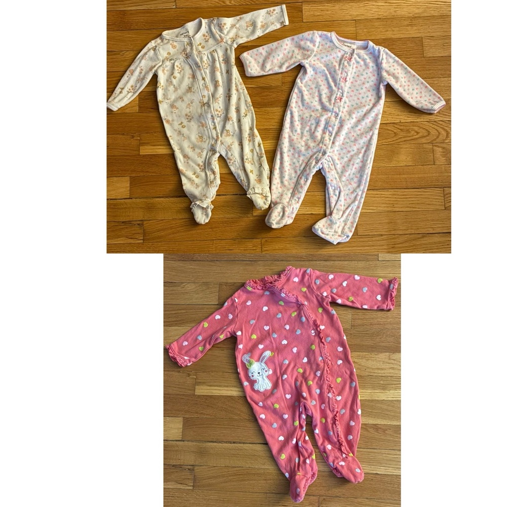 6/$20 Carter's Adorable Pink and Cream Baby One Pieces 2 - 6M 1- 6-9M